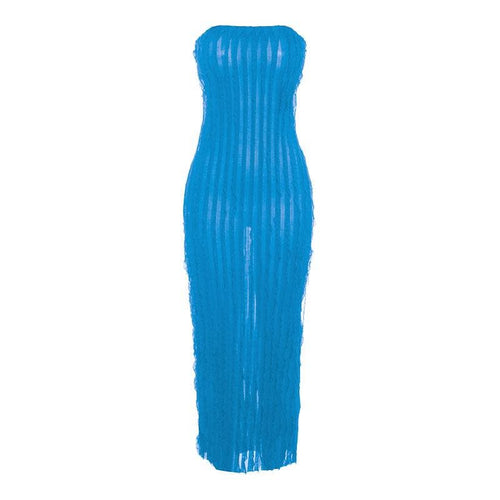 Rückenfreies, gerüschtes Maxi-Tube-Kleid mit fester Struktur 