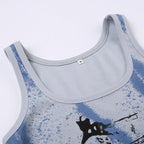 Sleeveless tie dye contrast ribbed crop top
