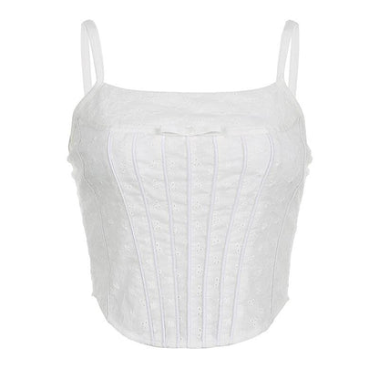 Camisole mit Reißverschluss und einfarbiger Schleifenapplikation 