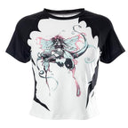 Abstract Contrast Short Sleeve Crewneck Top