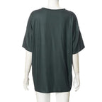 Contrast print short sleeve crewneck T-shirt top