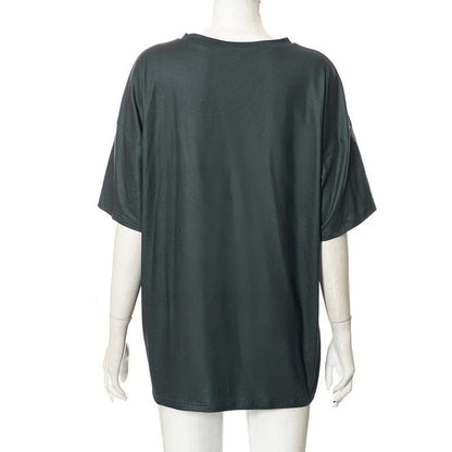 T-shirt girocollo a maniche corte con stampa a contrasto 