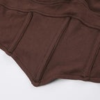 Top corto senza maniche con scollo a V, coulisse e orlo in pizzo 