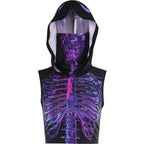 Hoodie abstract contrast sleeveless crop top