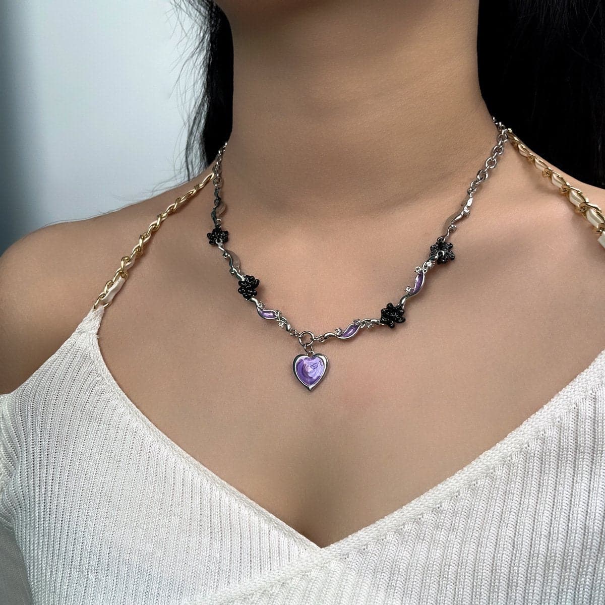 Heart Pendant Multicolor Necklace