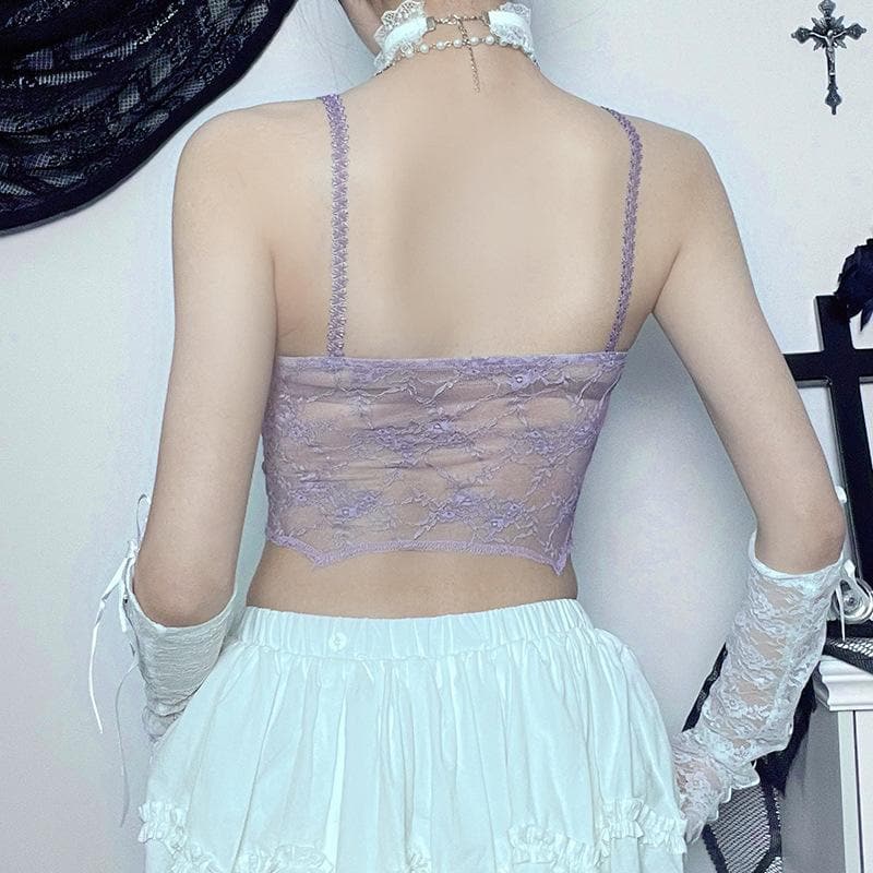 Backless lace bustier ruffle solid cami crop top