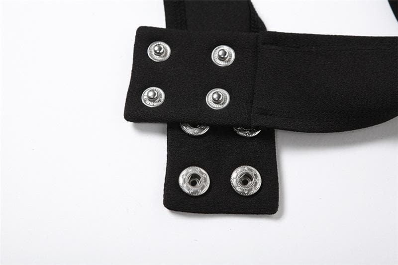 Top corto con spalline sottili e bottoni, allacciatura posteriore e chiusura a strappo 