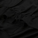 Solid flower applique ruffle ribbon ruched tube crop top