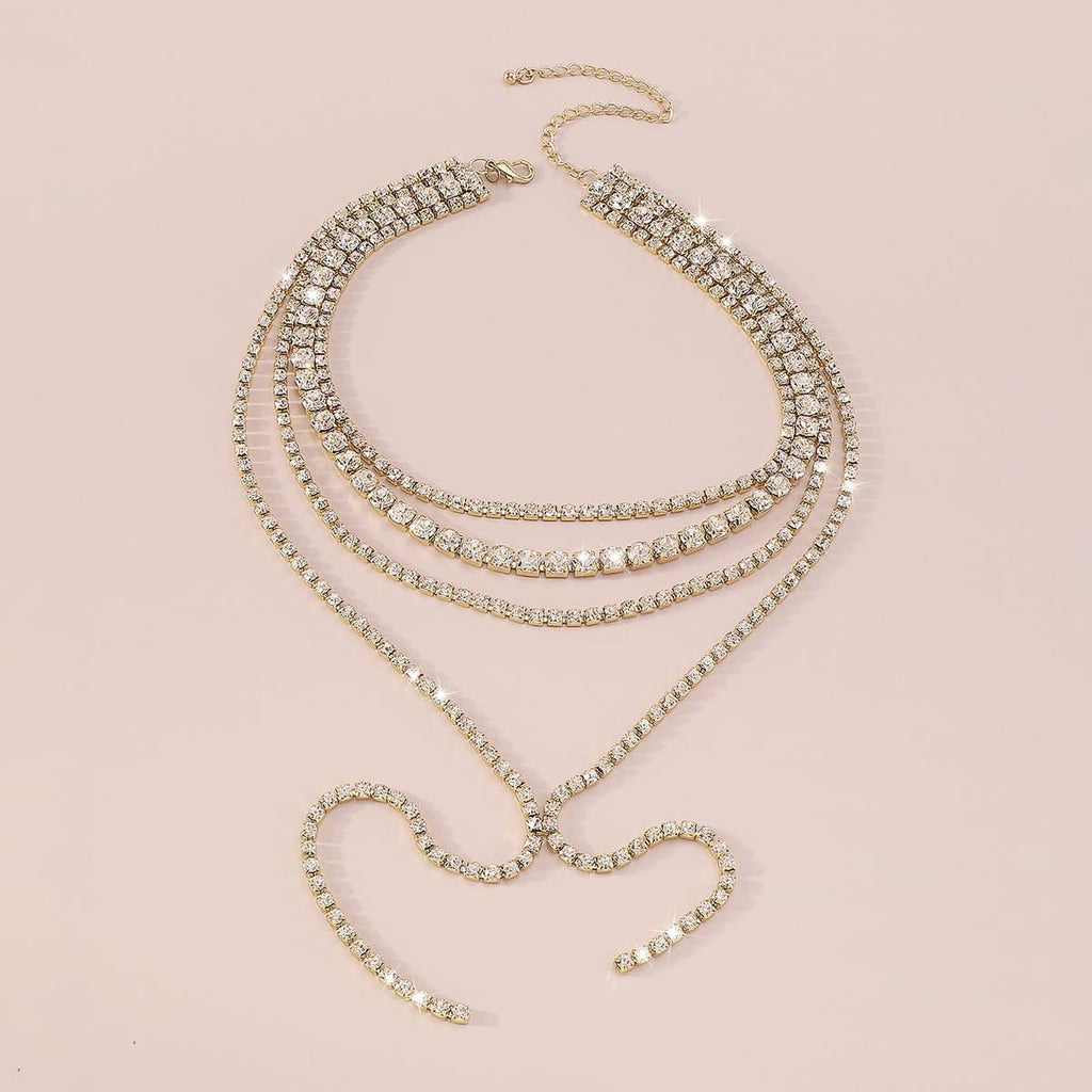 Rhinestone Layered Choker Necklace