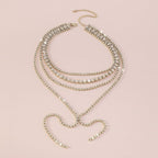 Rhinestone Layered Choker Necklace