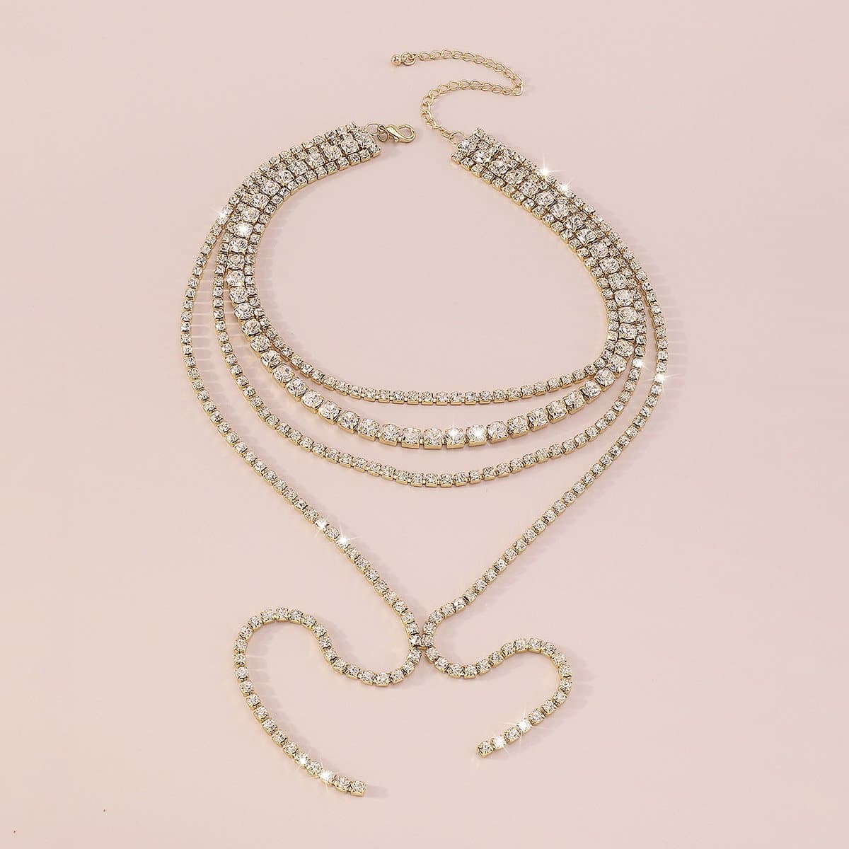 Rhinestone Layered Choker Necklace