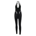Ausgehöhlter, einfarbiger, rückenfreier Jumpsuit mit U-Ausschnitt zum Selbstbinden 