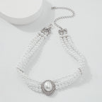 Pearl Beaded Layered Choker Necklace