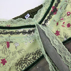 Lace hem patchwork v neck tie dye contrast mesh backless cami top