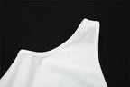 One shoulder irregular heart applique sleeveless crop top