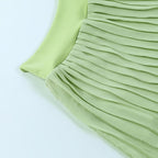 Hollow out solid gloves pleated long sleeve mini skirt set - Final Sale