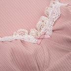 Cap sleeve lace hem textured contrast crop top