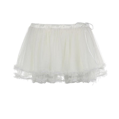 Mesh solid ruffle ruched low rise A line mini skirt