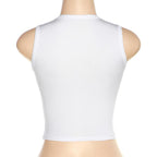 Body pattern contrast round neck sleeveless crop top