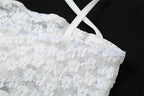 Lace flower applique solid sleeveless backless top