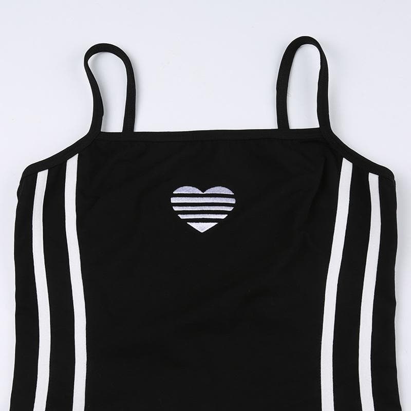 Contrast heart pattern backless cami top