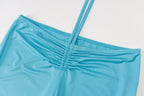 Neckholder-Set zum Selbstbinden mit Kordelzug, gerüschtem Rücken, einfarbigem Schlag und Hose