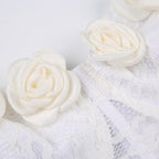Lace flower applique button patchwork corset backless tube top