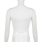Cake pattern contrast short sleeve crewneck crop top
