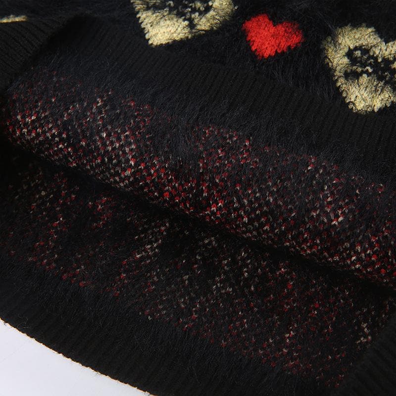 Contrast fluffy bowknot heart pattern mini skirt - Final Sale