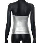 Metallic backless solid sleeveless stitch tube top