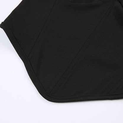 Top corto senza maniche con scollo a V e anello a O, senza schienale e corsetto