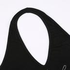 Halter beaded backless metal chain crop top