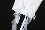 Ruffle lace up self tie backless ribbon tube crop top