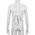 Irregular backless tassels self tie solid cami crop top