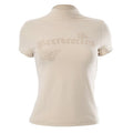 Top a maniche corte con collo alto e perline 