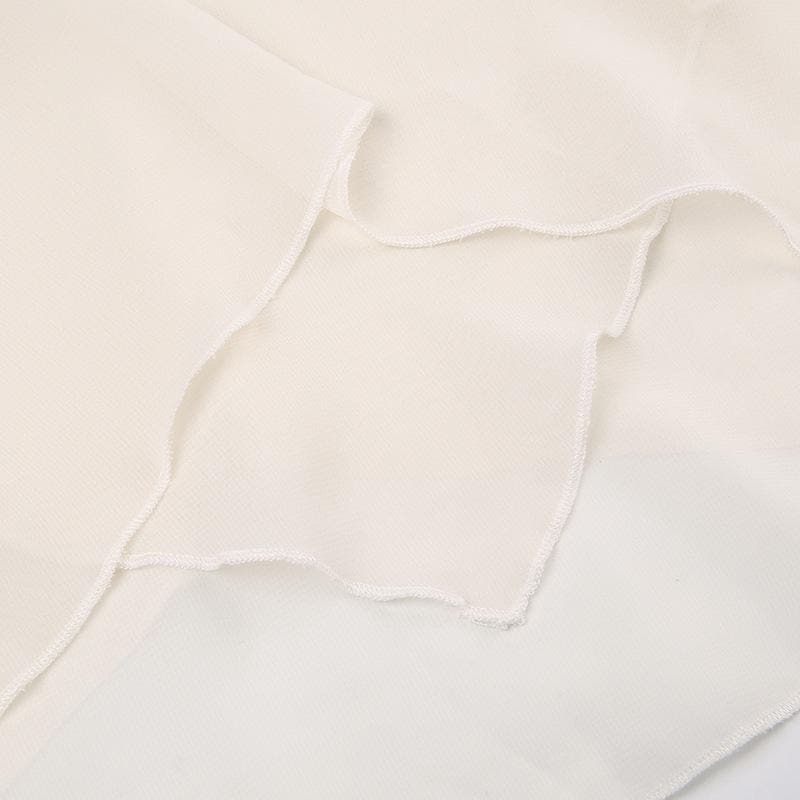 Top a tubino in chiffon arricciato, con cerniera e schiena scoperta 