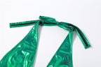 Neckholder-Strampler mit V-Ausschnitt und Rückenausschnitt zum Selbstbinden in Metallic