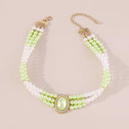Pearl Beaded Layered Choker Necklace