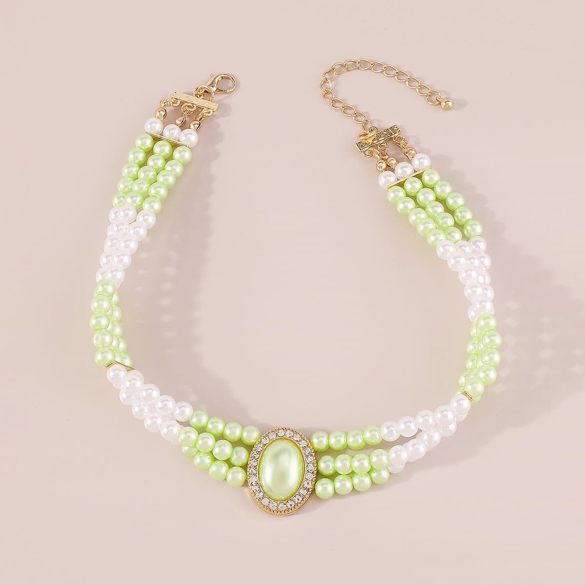 Pearl Beaded Layered Choker Necklace