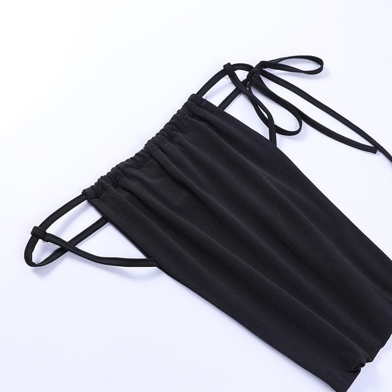 Completo pantaloni canotta con lacci e schiena scoperta con incrocio sul davanti