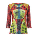 Sheer mesh long sleeve polka dot thermal contrast ruffle 2-way top