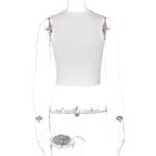 Contrast print sleeveless crewneck crop top