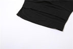 Hollow out solid gloves irregular backless tube crop top
