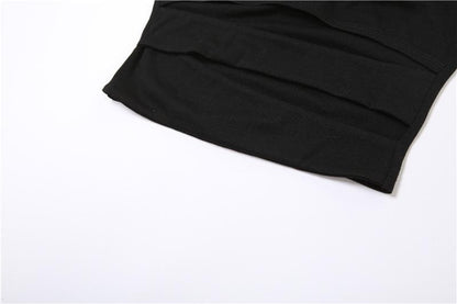 Hollow out solid gloves irregular backless tube crop top