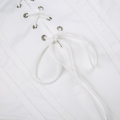 Solid lace up self tie backless tube top