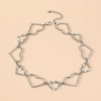 Rhinestone Heart Ring Choker Necklace