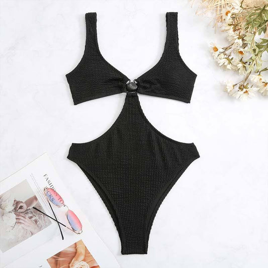 Costume da bagno intero con anello a O e struttura traforata