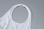 Halter backless cross beaded u neck sleeveless crop top