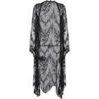 Flared sleeve lace see through solid irregular top