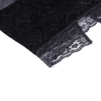 Lace up backless velvet lace hem square neck cami crop top
